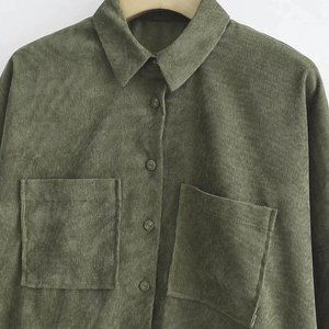 Zara Oversized Corduroy Button Down Shirt Shacket